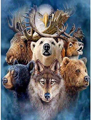 HUPLUE Diamond Painting Full Square 5D DIY Drill Animals Rhinestone Embroidery Arts Craft Adults' Children's Paint-by-Number Kits Cross Stitch for Home Decoration
