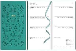 Letts of London® 2026 Woodland Weekly/Monthly Planner, 12 Months, January to December, Slim Pocket Size, 6.625" x 3.25", Sewn