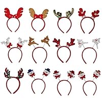 YeahiBaby Santa Claus Christmas Headband Snowman Hair Hoop Headwear Christmas Party Fancy Dress Pack of 12