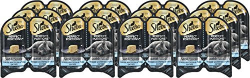 SHEBA PREMIUM CAT FOOD PERFECT PORTIONS MULTIPACK – DELICATE SALMON ENTREE AND TENDER WHITEFISH & TUNA ENTREE- 24 CT