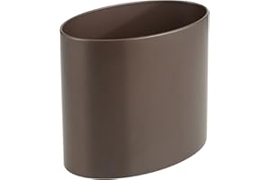 mDesign Stainless Steel Metal Oval Trash Can, 7.9 Liter/2.09 Gallon Wastebasket, Garbage Basket Bin for Bathroom, Bedroom, Kitchen, Home Office, Holds Waste and Recycle, Mirri Collection, Bronze
