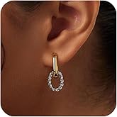 Risamil Silver Plated Hoop Earrings for Women, Two Tone Hoop Earrings for Women Chunky Double Hoop Earrings Hypoallergenic Earrings Jewelry Gifts for Women