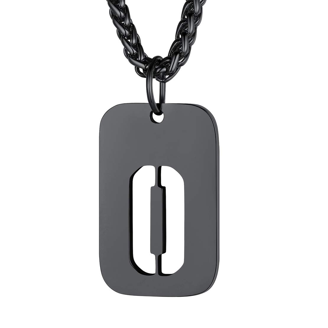FindChic Personalised Black Dog Tag Necklace Stainless Steel Men's or Women's Initial D Necklace