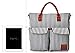 Baby Diaper Bag for Women by Zizu, Designer Luxury Pouch with Multiple Storage Pockets and Compartments, Premium Quality and Comfortable, Adjustable, Soft Straps -Large, Grey Stripes