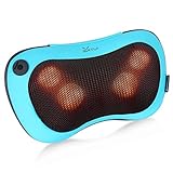Back Shoulder and Neck Shiatsu Massager with Heat, Kneading Massage Pillow Gift for Mom, Dad, Electric Full Body Massagers to Relieve Lower Back, Legs Aches(Blue)