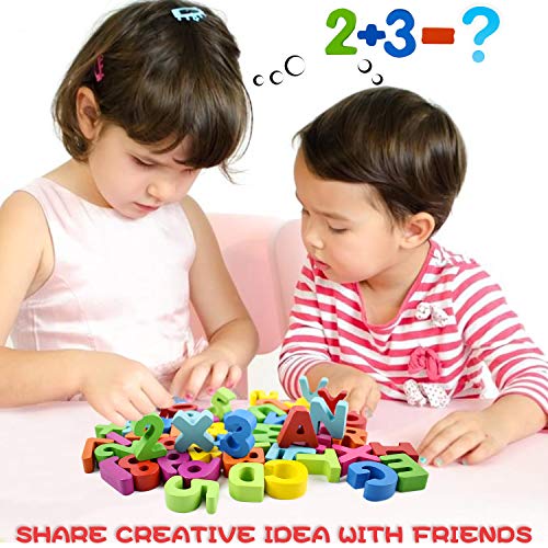 Supkiir Alphabet Number Puzzle, Wooden Pattern Learning Letters for Kids, Colorful ABC&123 Chunky Blocks Educational Toys for Boys and Girls