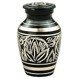 Funeral Keepsake Urn by Meilinxu - Brass Mini Cremation Urn for Human Ashes Adult- Hand Engraved - Fits a Small Amount of Cremated Remains- Display Burial Urn at Home or Office (Majestic Radiance Baby