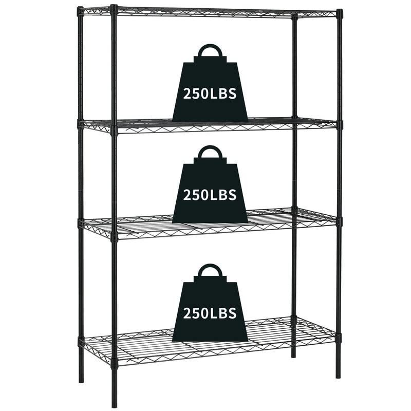 4Tier Shelf Adjustable, Heavy Duty Storage Shelving Unit (250 Lbs