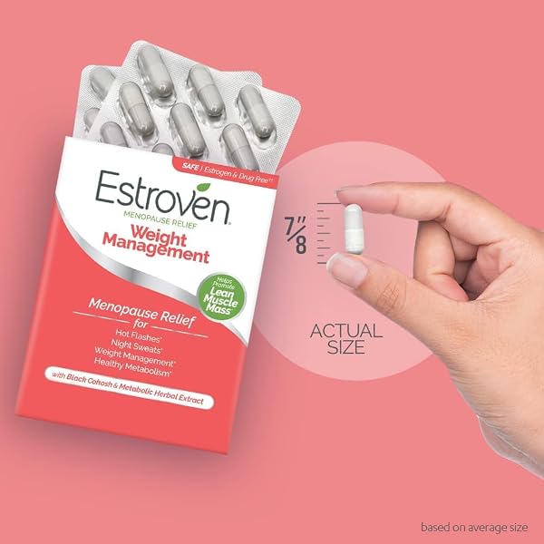 ESTROVEN WEIGHT MANAGEMENT FOR MENOPAUSE RELIEF – 60 CT. – CLINICALLY PROVEN INGREDIENTS HELP MANAGE WEIGHT, PROVIDE NIGHT SWEATS & HOT FLASH RELIEF – DRUG-FREE & GLUTEN-FREE