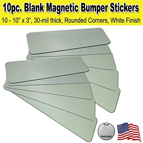 10 Pack 10"x3" Blank Bumper Sticker Car Magnets