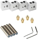 RUNCCI-YUN 4x MK8 Extruder Nozzle 0.4mm Brass, 30mm Throat Tube, Heating Block view 5