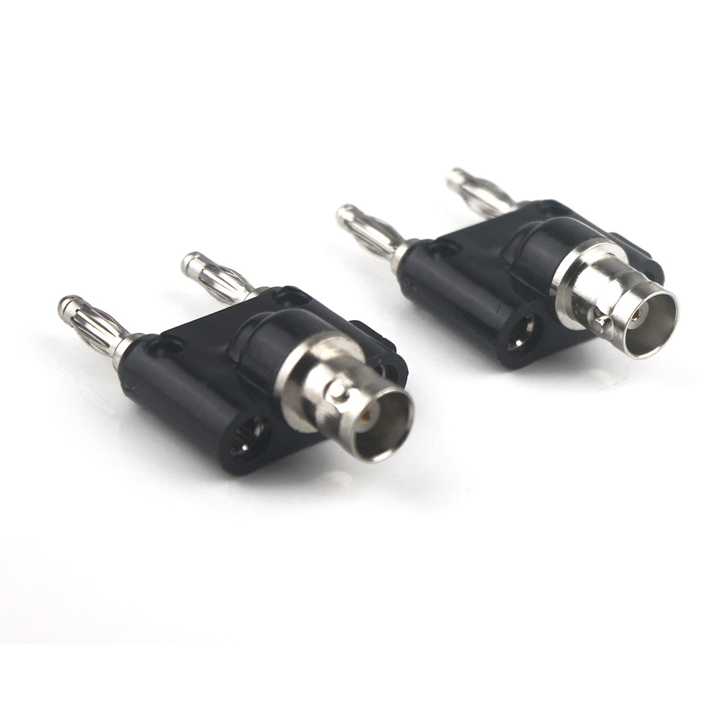 Aoowei BNC Female Plug to Dual 4 mm Banana Male Jack Socket Binding Post for Audio Adapter Connector 2-Pack