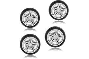 JINSHINING 4Pcs Black Toy Car Wheel Tires,48mm Simulation Rubber Wheel Tire Wheel Toy Model DIY RC Spare Parts Easy Installation Small in Size,Remote and App Controlled Vehicles and Parts,Wheels and Tires