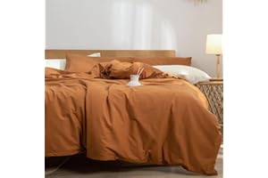 Caramel Pumpkin Duvet Cover Set Queen Size 3pcs Burnt Orange Duvet Covers Modern Minimalist Style Rust Solid Color Bedding Se