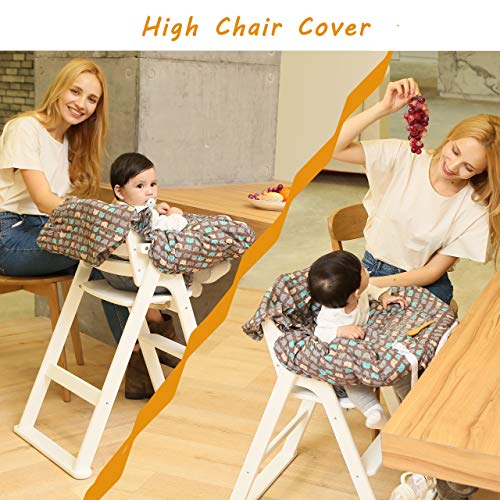 SDADI 2-in-1 Shopping Cart Cover, High Chair Cover for Baby and Toddler, Unisex for Boy or Girl, Carry Bag Attached, Brown