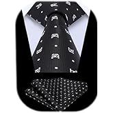 HISDERN Ties For Men Funny Holiday Mens Ties Handkerchief Animal Mens Neckties Silk Tie Pocket Square Set Business Party