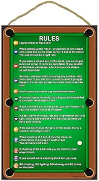 Amazon Co Jp Sjt Enterprises Inc ビリヤード プールテーブルルール 10インチ X 16インチ 木製プレートサイン Sjt260 ホーム キッチン