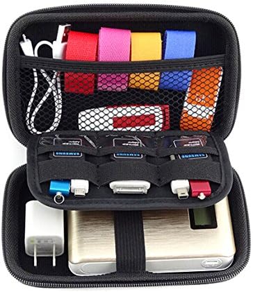 ODN Storage Bag Travel Set Gadget Bag Mobile Kit Case Digital Gadget Devices USB Cable Data Line Travel Insert Bag (Black)