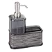 mDesign Plastic Dish Soap Dispenser with Sponge Holder - Kitchen Sink Liquid Soap Pump Dispenser with Organizer Compartment for Dishwashing Brush and Dish Sponges - Tesse Collection - Smoke Gray/Black