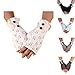 Sunward New Womens Lace Knitted Fingerless Gloves Arm Warmer Thumb Hole Mittens (White button)