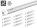 Hyperikon T8 T10 T12 8ft LED Tube Light, 36W (75W Equiv.), Dual-End Powered, Ballast Bypass, Shatterproof, Fluorescent Replacement, 5000k, Clear, 4400 Lumens, Workshop, Warehouse, Garage - 12 Pack