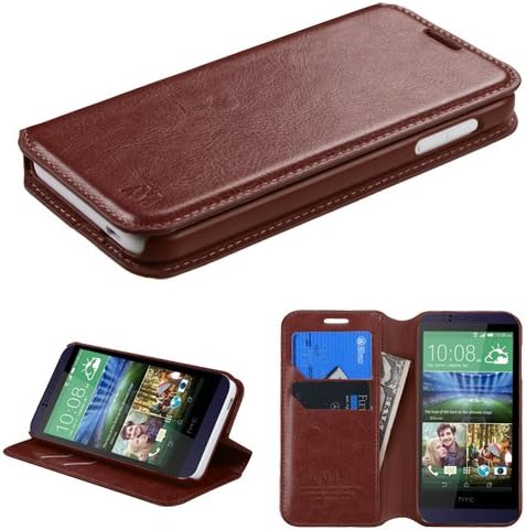 HTC Desire 510 Case, ToPerk (TM) MYJacket Luxury Fashion Leather Purse Wallet Case &amp; Stylus Pen As Bundle Sale - Brown