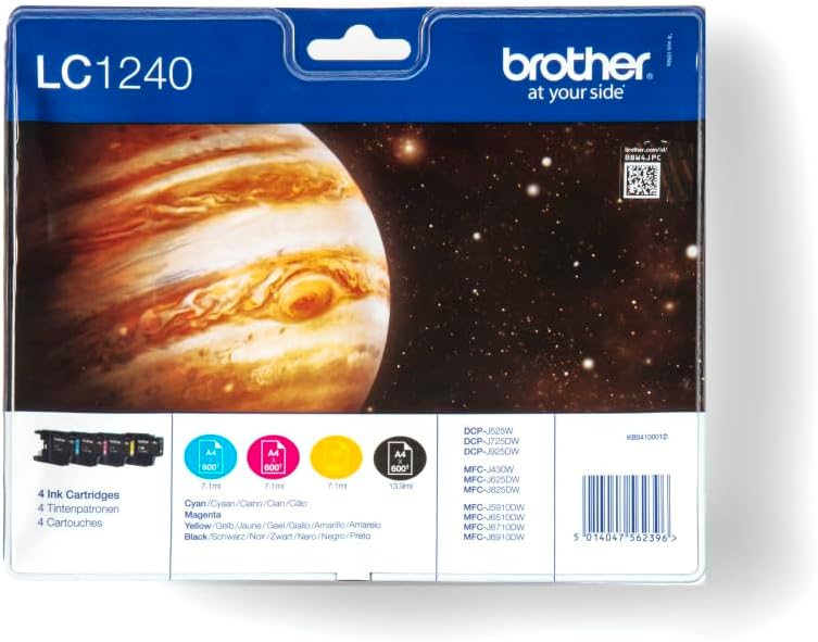 Brother LC1240 Value Pack Cyan Magenta Yellow Black Print Cartridges XXL