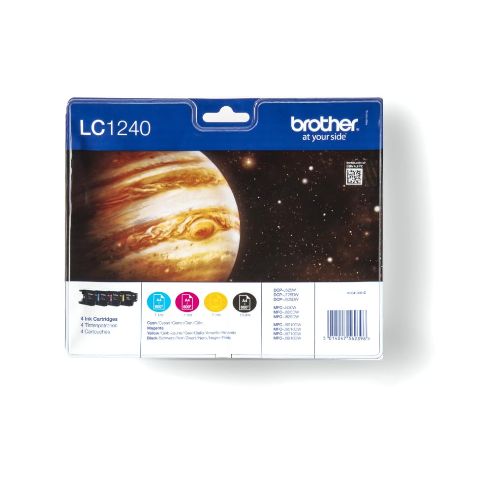 Brother LC1240 Value Pack B/C/M/Y Print Cartridge, XXL,Cyan