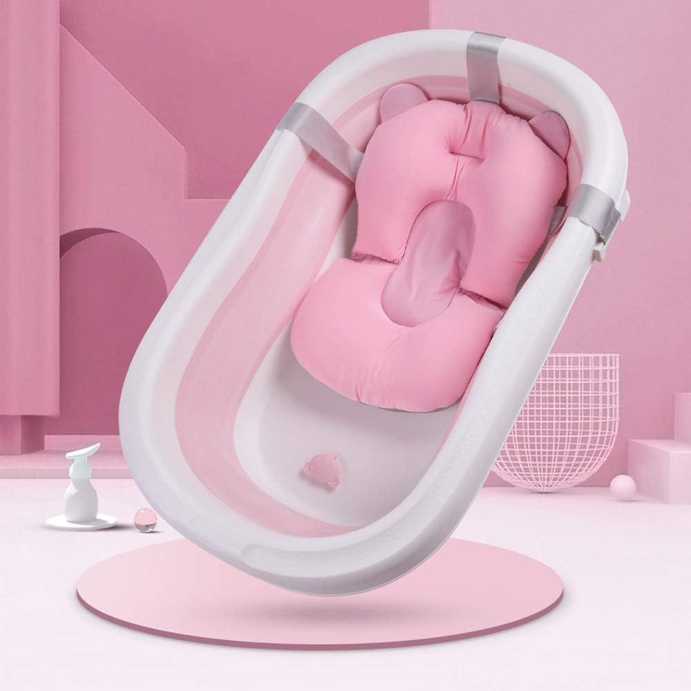 Cotton Baby Bath Pad Floating Newborn Bathtub Pillow Non-Slip Bathing Seat Sling Hammock with 3 Adjustable Belt Buckles for Infant 0-12 Months,Breathable and Quick-Drying,34x45cm
