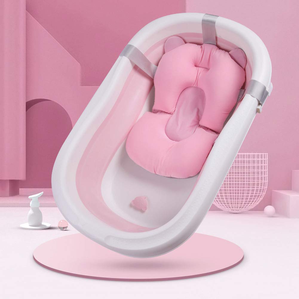 Newborn Baby Bath Cushion Tub Infant Bathing Pad Baby Shower Mat Non-Slip Baby Bath Seat Pad Folding Soft Bath Tub Cushion Bather Support for Newborn 0-12 Month