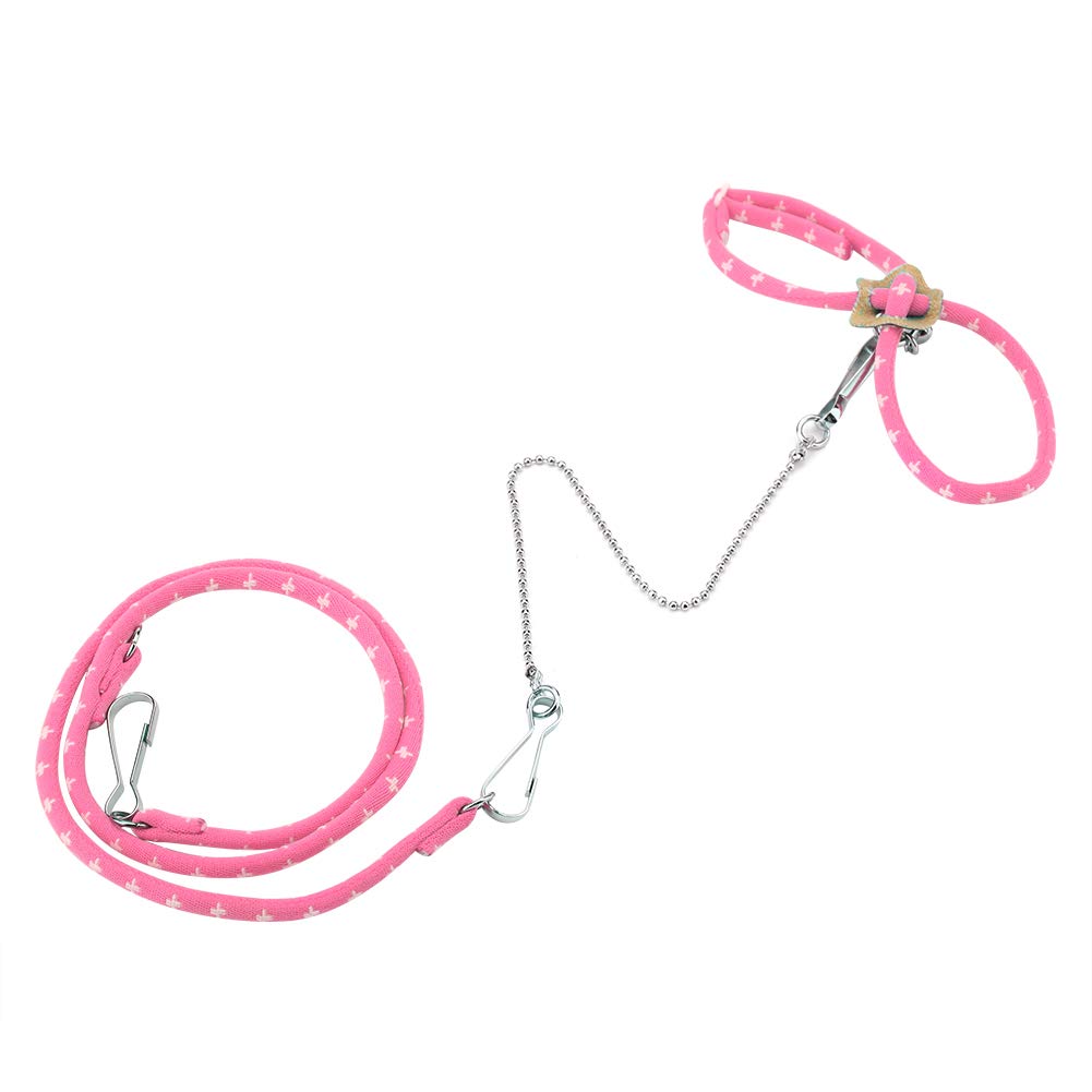 Adjustable Small Pet Harness Leash, Hamster Harness Leash, with Bell Ultra, Hamster Training Leash, for Hamsters, Anti Lost Gerbil Lead Rope, Lizards, Turtles (Pink)