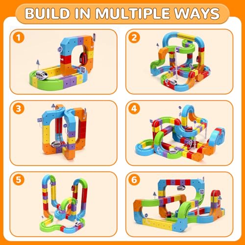 Last Page® Magnetic Electric Train Set for Kids 3–8, Modular 3D Tracks with Gravity-Defying Motorized, STEM Building Toy for Creative Learning, Electric Set Gift for Boys and Girls (121)