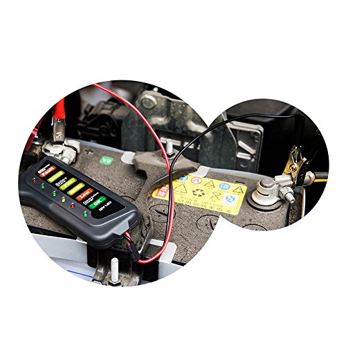 Pevor 12 Volt Digital Car Battery Tester Vehicle Alternator Condition and Charging System Analyzer (6 LED Indications)