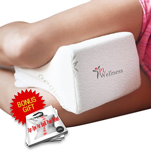 Knee Pillow Wedge – Memory Foam Orthopaedic Bolster Cushion – Sciatica Pain Relief, Pregnancy, Arthritis, Hip, Leg, Knee, Back, Spine Support for Side Sleepers. PL-Wellness