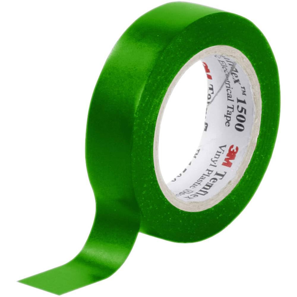 3 M TGRU1510 Temflex 1500 Vinyl Electrical Insulation Tape, 15 mm x 10 m Self Adhesive Disk Wallet Green