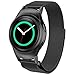 Samsung Gear S2 RM-720 Watch Band, Elobeth Milanese Magnetic Loop Stainless Steel Watch Strap Black + Space Grey Connector Metal Adapter for Samsung Galaxy Gear S2 Smart Watch