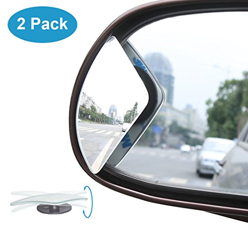 Blind Spot Mirror, KitBest Fan Shape Adjustable Rear View Mirror, Wide Angle Convex Car Mirror Stick On Design for All Cars, SUV, Track and UTV ( Pack of 2 )