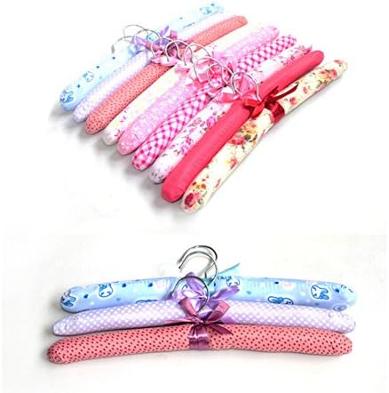 Floral Cotton Padded Hangers Soft Dress Hanger 10PCS, with Hair Rope
