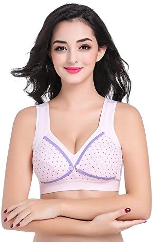 PUEPLE BEAUTY Front Button Anti Sagging Four-breasted Breathable Pregnant Bra Without Steel Ring For Nursing Baby(Wave)
