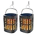 Bebrant Solar Lanterns Solar Powered and USB Charging Flickering Flames Solar Lights Outdoor Hanging Lanterns Waterproof Landscape Decoration Lighting Dusk to Dawn Auto On/Off for Halloween(2 Pack)