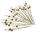 PuTwo Cocktail Picks Handmade Bamboo Appetizer Toothpicks 100 Counts 4.7” Yellow Pearls