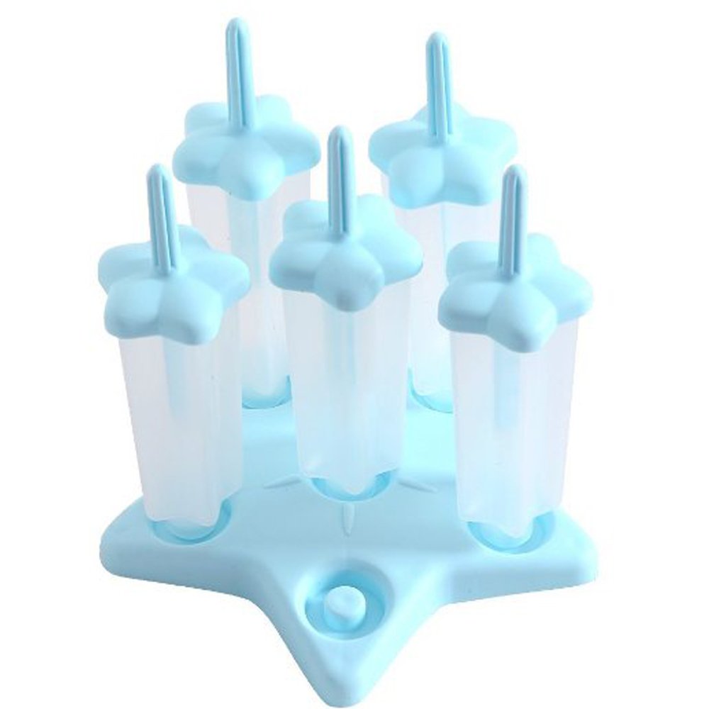GTI Reusable Ice Pop Molds, Star Popsicle Maker BPA Free Plastic - Set of 6, Blue