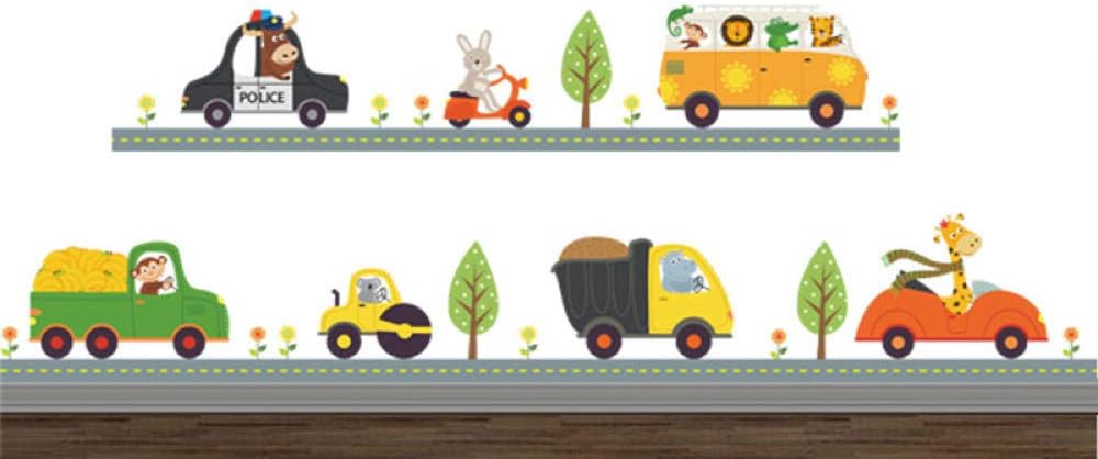 Terilizi Cute Animal Driving Car Road Dibujos Animados Pegatinas De