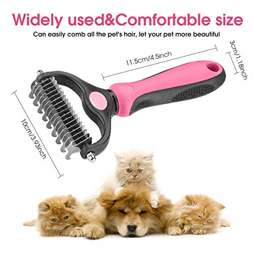 XLCL pet Pet Grooming Tool 2 Sided Undercoat Rake for Cats and Dogs Safe Dematting Comb for