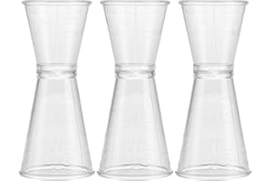 SECFOU Double-Sided Plastic Measuring Jigger Cup Set 3 Pcs Lightweight Cocktail Bar Drink Measure Cup for Bartending and Home