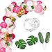 Auihiay 115 Pieces Pink Balloon Garland Kit with Palm Leaves and Balloon Strip for Blush Baby Shower Wedding Girl Birthday Luau Tropical Party Decorations