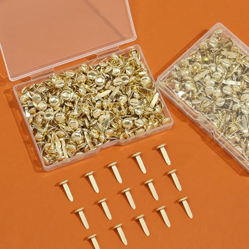 Brass Fasteners,300 Pcs Brads for Paper Crafts,Small Brads Metal Gold Brads for Paper Fasteners Scrapbooking DIY,Handmade Cards School Project Supplies
