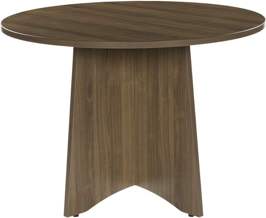 Sunon 42 inch Dia Round Conference Table with X-Shaped Wood Panel Small Dining Table (Walnut)