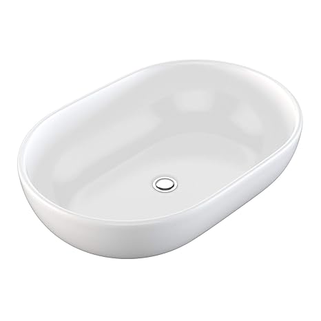 NEG Waschbecken Uno34A (oval) Aufsatz-Waschschale/Waschtisch (weiß) mit hohem Rand und Nano-Beschichtung