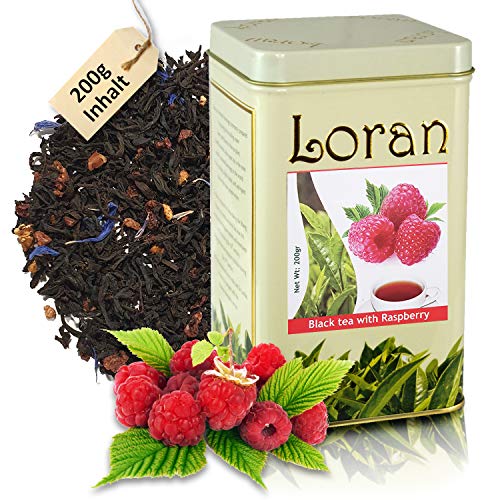 LORAN - Schwarzer Tee mit Himbeere, Premium Qualität, Ceylon Tee aus Sri Lanka, lose in Dose 200g, Himbeerstückchen… – Bild 8